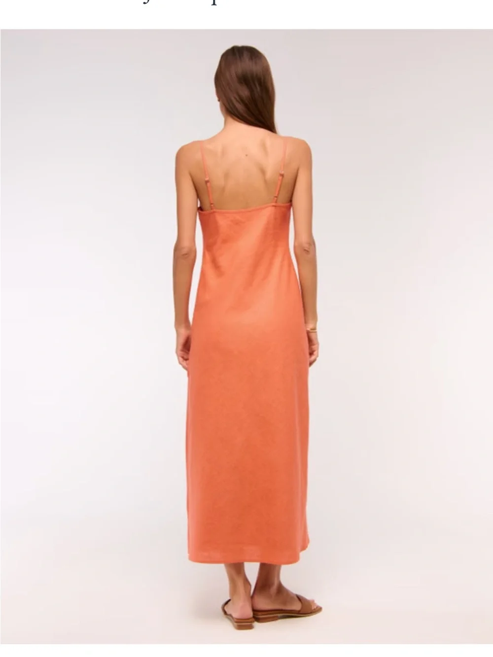 NWT Abercrombie & Fitch Linen-Blend Slip Midi Dress - Picture 2 of 9